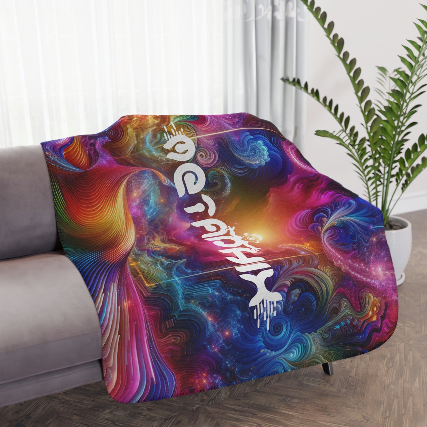 Cozy Metaphix Tan Sherpa Blanket